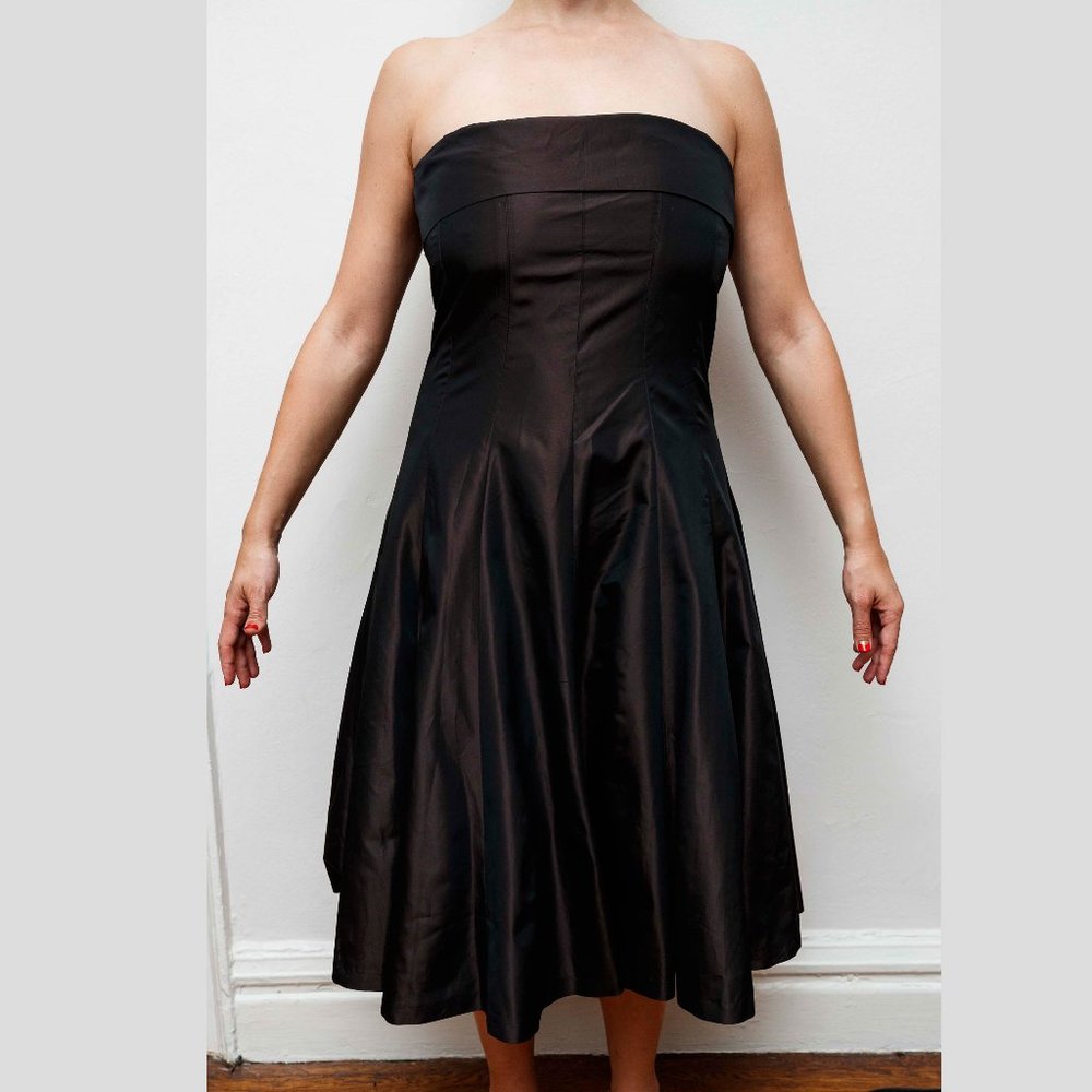 Zara strapless brown dress with crinoline lining